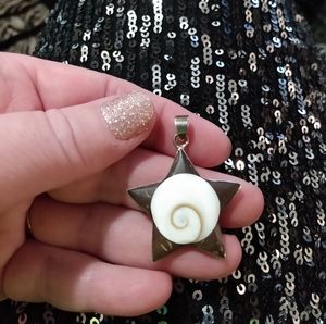 Sterling silver Shiva shell star pendant